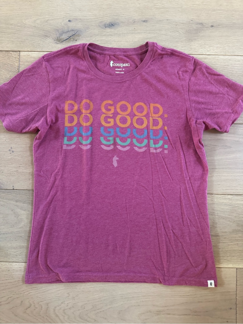 cotopaxi Raspberry 'DO GOOD' Short Sleeve Tee with Multicolor Graphic